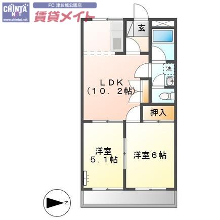 サンタプレイス(2LDK/1階)の間取り写真