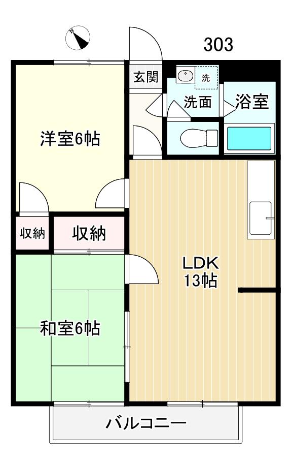 グランデール備後(2LDK/3階)の間取り写真