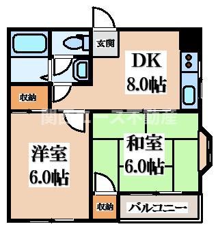グリーンアミレット(2DK/3階)の間取り写真