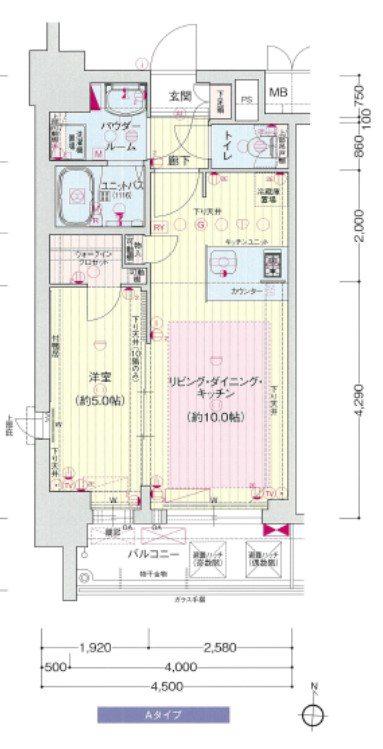 プレサンス栄ブリオ(1LDK/9階)の間取り写真