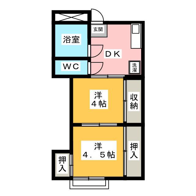 誉田スカイコート(2DK/1階)の間取り写真