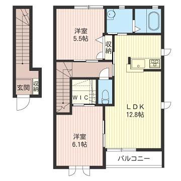 パインバレイH(2LDK/2階)の間取り写真