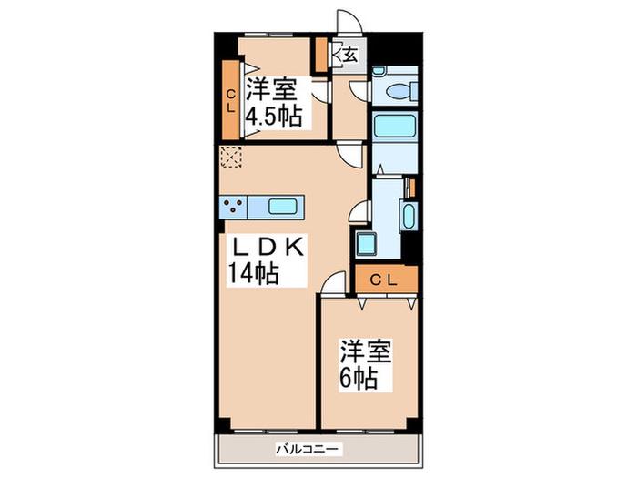 クレドール鷺沼(2LDK/2階)の間取り写真