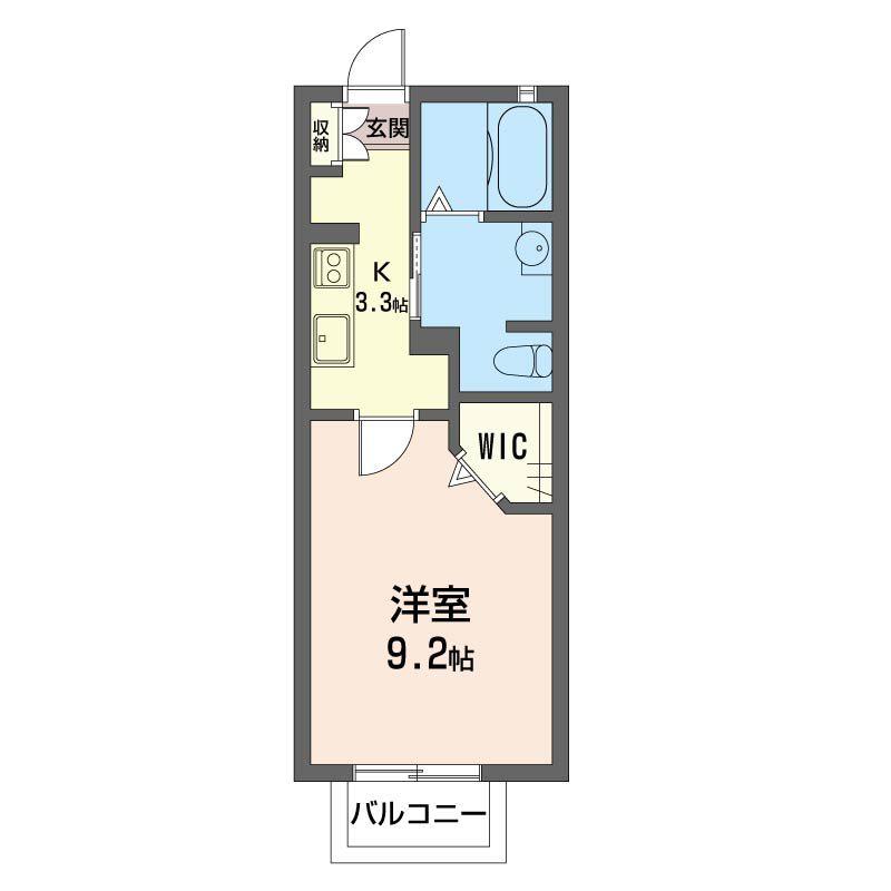 プレディオ毛呂山B(1K/2階)の間取り写真