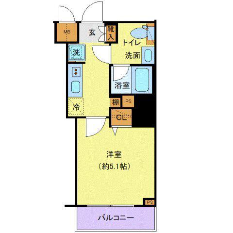 プレール・ドゥーク戸越銀座通(1K/2階)の間取り写真
