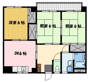 エクセレント大山(3DK/3階)の間取り写真