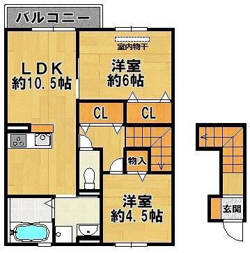 LIVINON イースト(2LDK/2階)の間取り写真