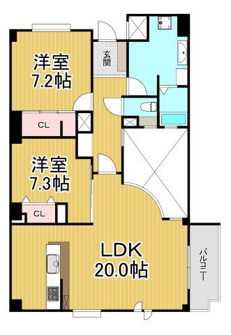 ユニヴェール花屋敷弐号館(2LDK/1階)の間取り写真