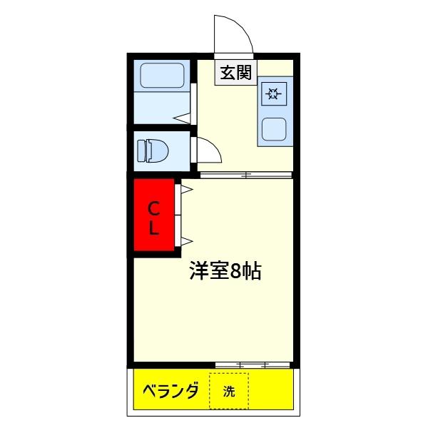パールハイツ(1K/2階)の間取り写真