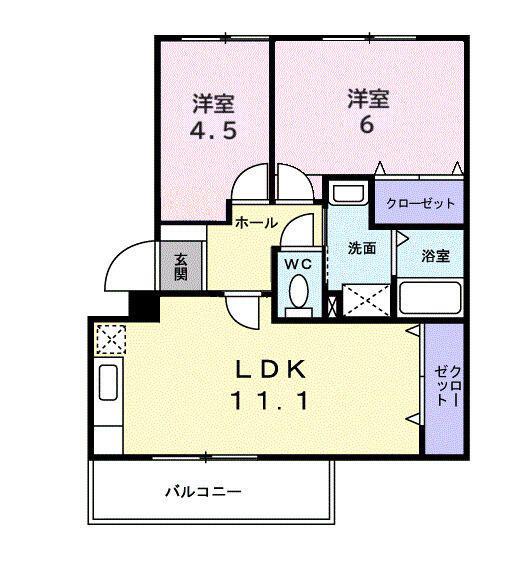 サンリーフ湘南(2LDK/3階)の間取り写真