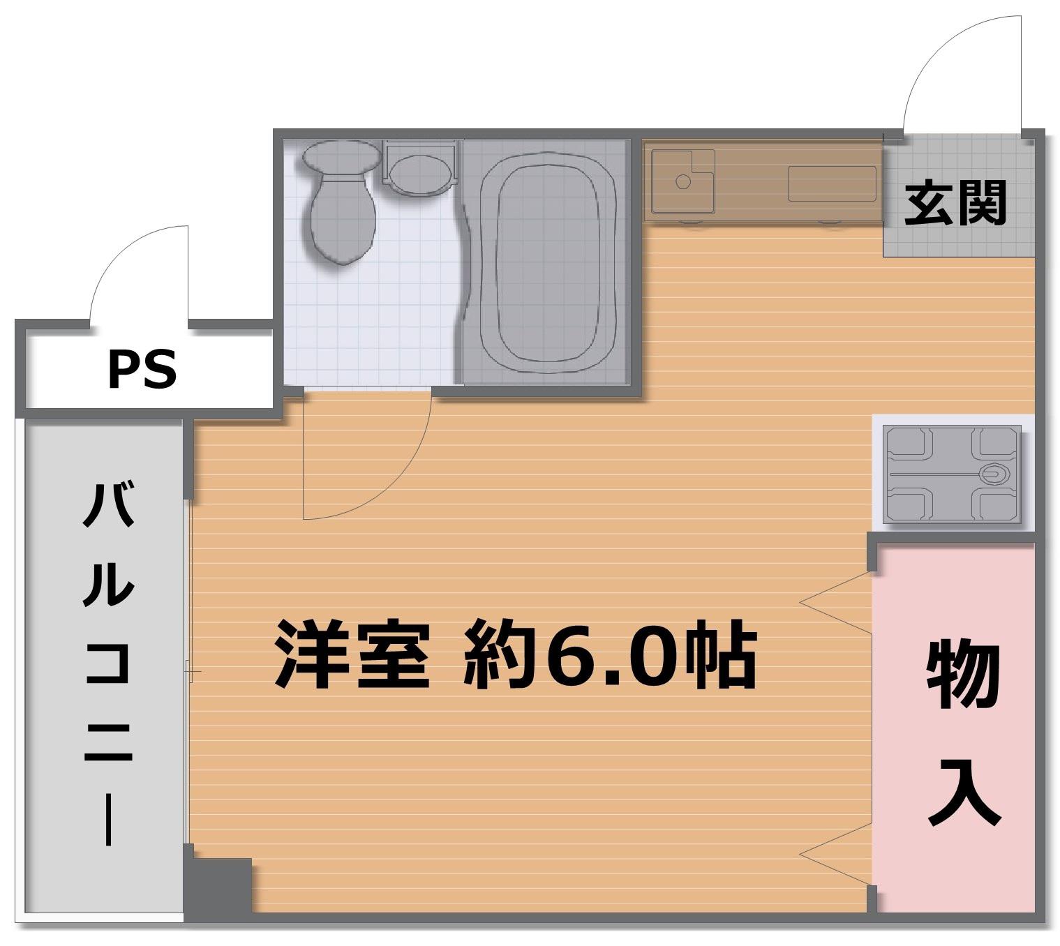 コーポグランブルー(1K/4階)の間取り写真
