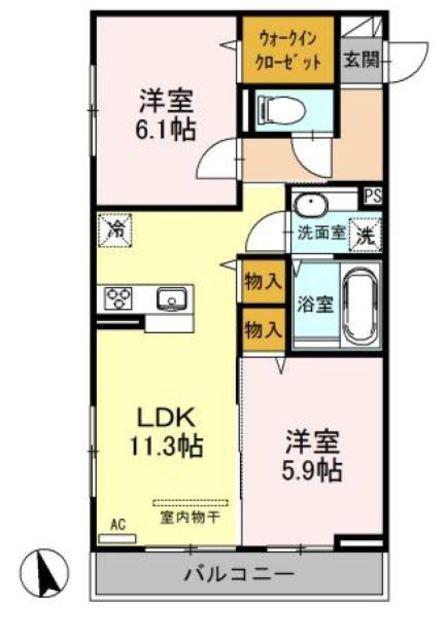 ブラウンヒルズ(2LDK/3階)の間取り写真