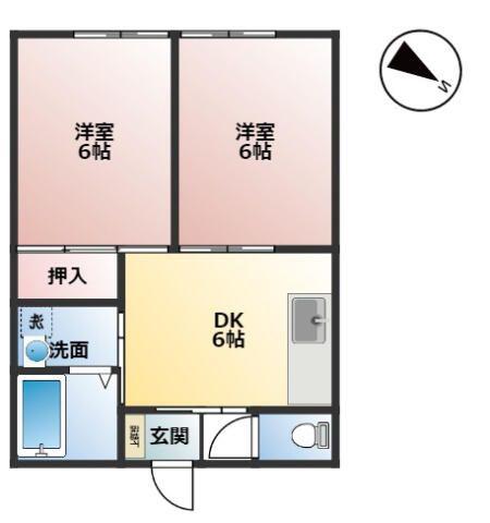 東和開発第3ハイツ(2DK/1階)の間取り写真