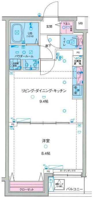 MAXIV亀戸水神GENOVIA SKYGARDEN(1LDK/1階)の間取り写真