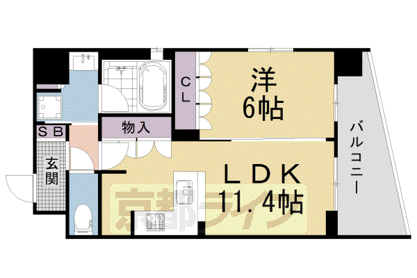 リーガル京都西陣II(1LDK/7階)の間取り写真
