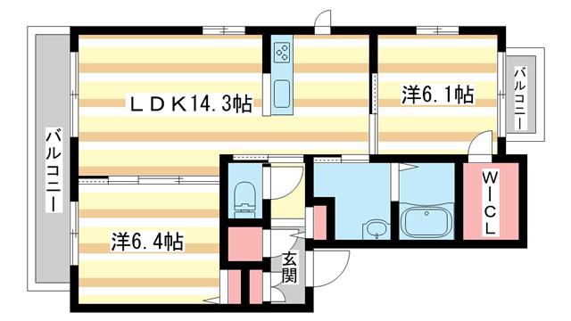 シャーメゾン二上(2LDK/1階)の間取り写真