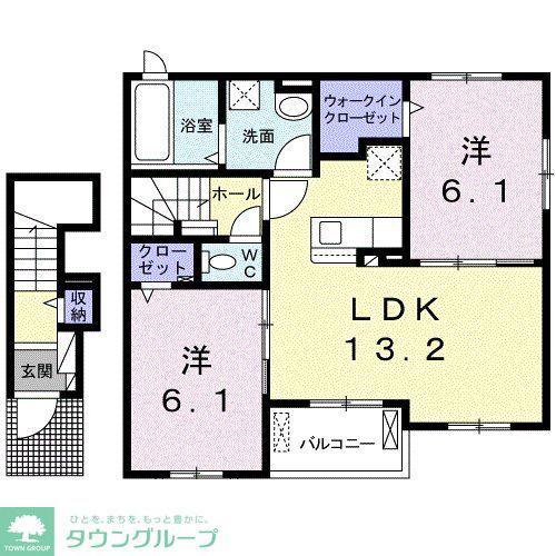 メゾン ミモザIII(2LDK/2階)の間取り写真