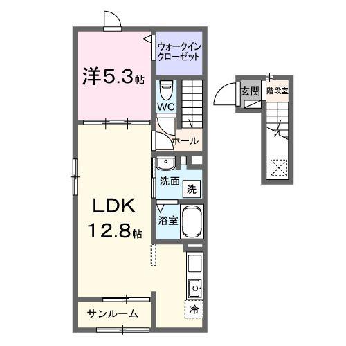 シェーネ東原(1LDK/2階)の間取り写真