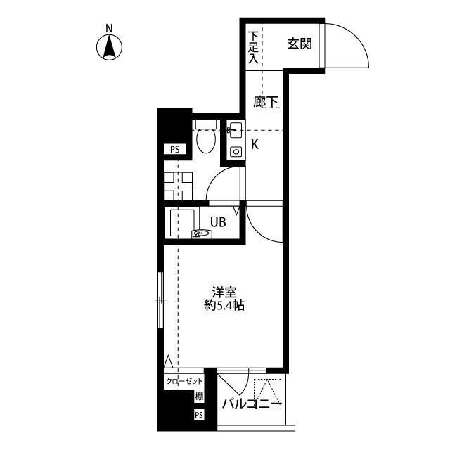 プレール神田佐久間町(1K/6階)の間取り写真