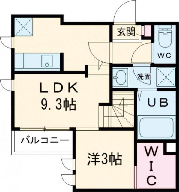 GRANDTIC武蔵塚(1LDK/2階)の間取り写真