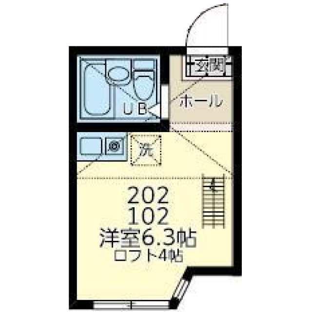 契約金19000YEN 川崎区浜町3 家電セット付1R(ワンルーム/2階)の間取り写真
