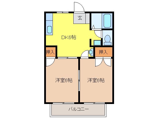 ニューシティシンNO.1(2DK/1階)の間取り写真