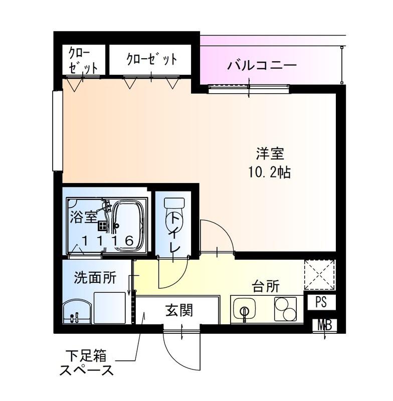 フジパレス甲東園2番館(1K/2階)の間取り写真