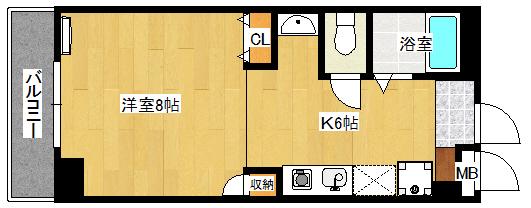 ラポール小町(1DK/5階)の間取り写真