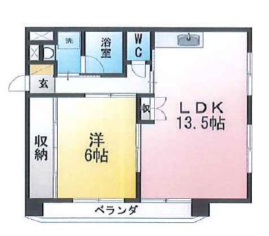 ベレッツァ白山(1LDK/2階)の間取り写真
