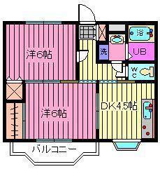アバンサールプリモA・B(2DK/2階)の間取り写真