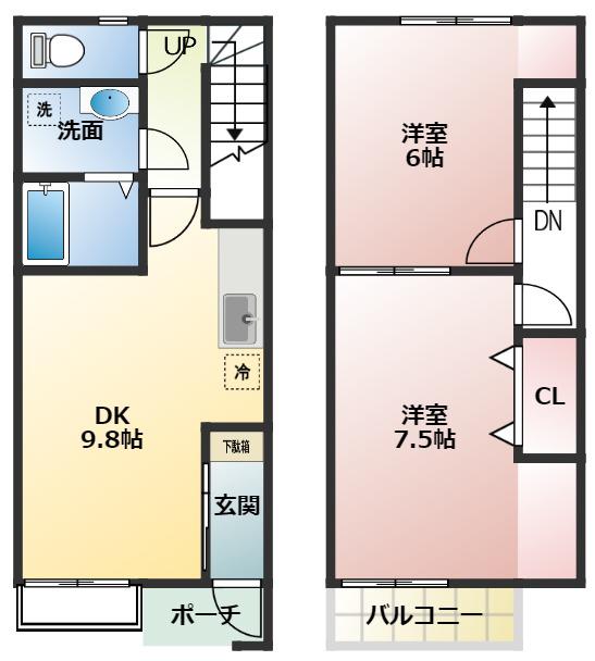 MAISON DE SRAY A(2LDK/1階)の間取り写真