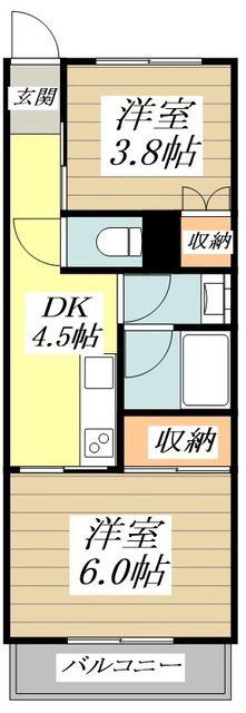 ニューブリッジオオタニ(2DK/2階)の間取り写真