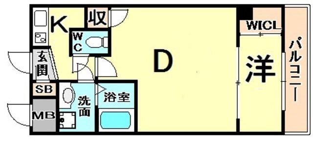 セレニテ甲子園I(1DK/3階)の間取り写真