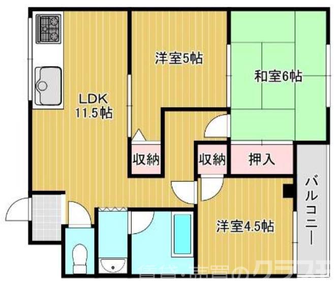 KTマンション(3LDK/4階)の間取り写真