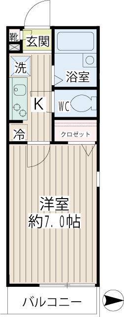 ラ・プラージュ鶴見(1K/2階)の間取り写真
