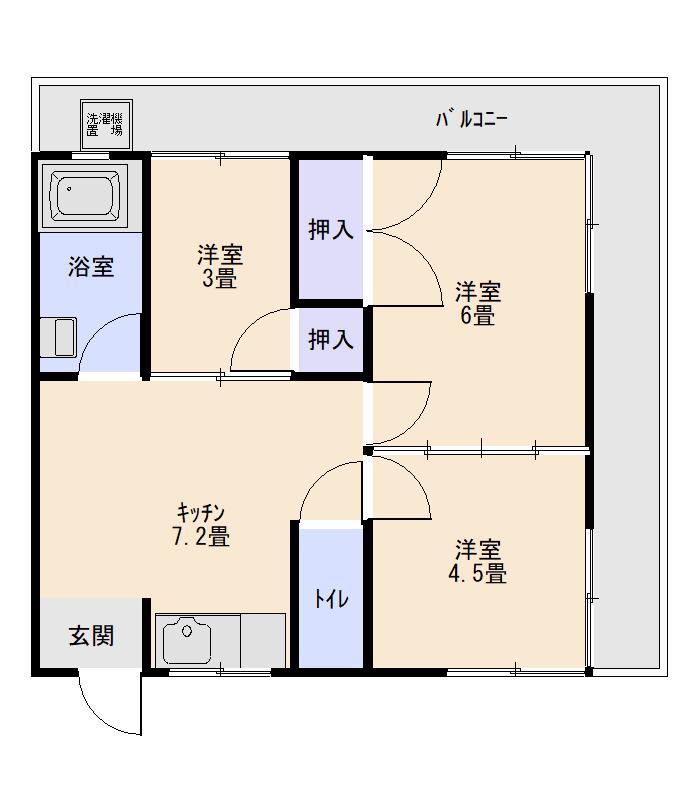 アリュール荘園(3K/4階)の間取り写真