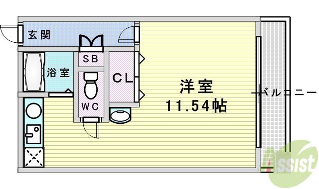 HS FLATS(ワンルーム/3階)の間取り写真