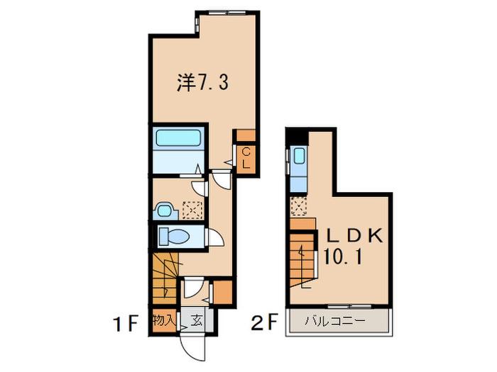 サージェ林I・B(1LDK/1階)の間取り写真