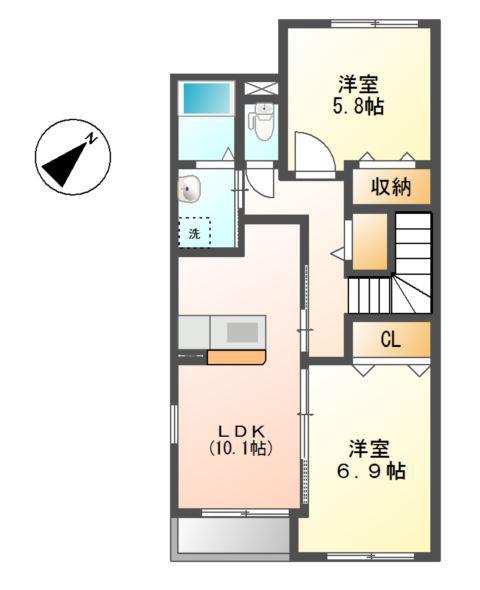 LAFORET(2LDK/2階)の間取り写真