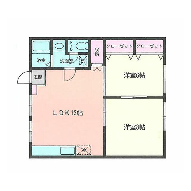 仲居ハイツIII(2LDK/1階)の間取り写真