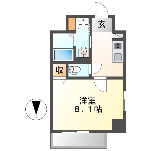 PーSQUARE SHUMOKU III(1K/5階)の間取り写真