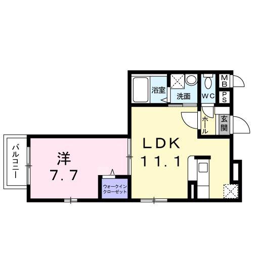 ノ・メール マサキ(1LDK/1階)の間取り写真