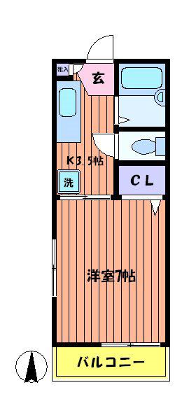サングレーハイツ(1K/1階)の間取り写真
