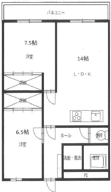 ブランシェ大曽根(2LDK/4階)の間取り写真