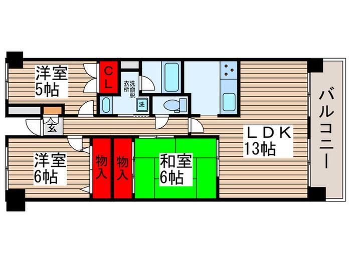 URBAN PARK柏(3LDK/3階)の間取り写真