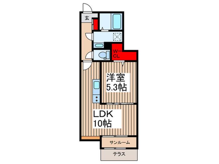 シャトンノアール鴻巣(1LDK/1階)の間取り写真
