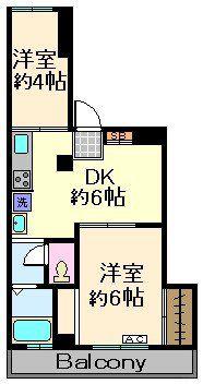 メゾン出口(2DK/2階)の間取り写真