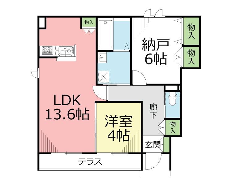 BLANC MUR(1SLDK/1階)の間取り写真