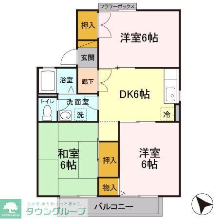ドミール城西A/B/C/D(3DK/1階)の間取り写真