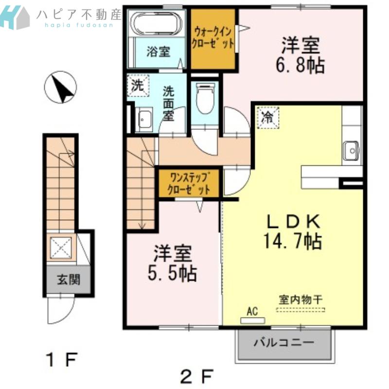 ダディハウス陣城IV(2LDK/2階)の間取り写真